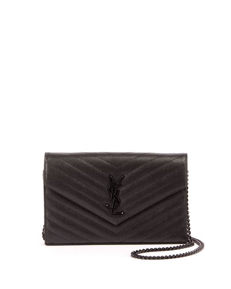 monogram ysl small matelasse envelope chain wallet black|ysl envelope wallet on chain.